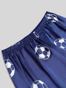 2pcs Tween Boy Blue Soccer Short Sleeve Shorts Pajama Set - Multicolor - View 7