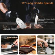 35PCS Griddle Accessories Kit,  Flat Top Grill Accessories, Grill Tools With Enlarged Spatulas, Melting Dome, Metal Scraper, Burger Press For Outdoor Barbecue Teppanyaki Hibachi CooFKing - 矩形培根壓 - 查看 4