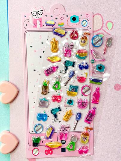 可爱寿司、动物、蔬菜3D立体浮雕贴纸，DIY装饰日记/计划本贴纸，学校/办公用品