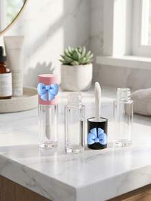 2 piezas Tubo de brillo de labios vacío recargable de 3ml con lazo, herramienta de belleza, tubo redondo mini, envase de lápiz labial transparente de tamaño de viaje, adecuado para aceite de labios y envase cosmético de brillo de labios de mujer, adecuado para rellenar brillo de labios DIY, aceite de labios y otros envases cosméticos, herramientas de maquillaje, regalos para mujeres, para el Ramadán, Eid Al-Fitr, San Valentín, Día de la Madre y Acción de Gracias. - Multicolor - Ver 3