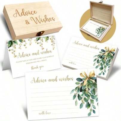 Christmas Bridal Shower Games Advice And Wishes For The Mr And Mrs - Wedding Advice Cards And Box For Bridal Shower Decorations Wedding Guest Book Winter Plants -A10