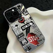 Street Sign Letter Graphic Anti-Drop Phone Case Compatible With IPhone 16/17/14 Pro Max, Fashionable New Model 13, 15, Suitable For 12/12 Pro, 11, 13 Pro Max, Unisex - Multicolor - View 3