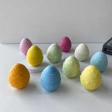 复活节彩蛋蜡烛硅胶模具 DIY 几何蛋形香氛扩散器 手工皂礼品 - 白色 - 查看 10