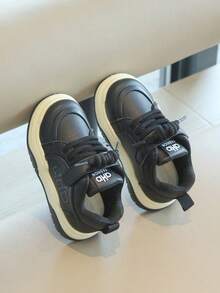 Giày thể thao trẻ em kẻ sọc cổ điển – Dây buộc điều chỉnh, chất liệu giả da, đế nhẹ, kiểu dáng thời trang cho bé đi học và sinh hoạt hàng ngày. - màu đen - Xem 4