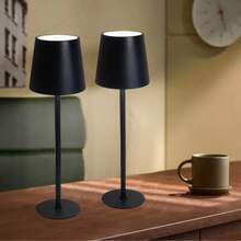 1pc Cordless Black/White Rechargeable LED Desk Lamp, Dimmable Battery Powered Table Light For Indoor Outdoor Cafe Dining - Multicolor - View 6