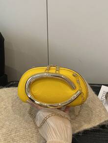 1pc Women's Fashion Versatile Shoulder Bag, Luxurious High-Quality Personalized Chain Crossbody Bag, Versatile Clutch Bag For Dates, Gifts, Work, Parties - Yellow - View 9