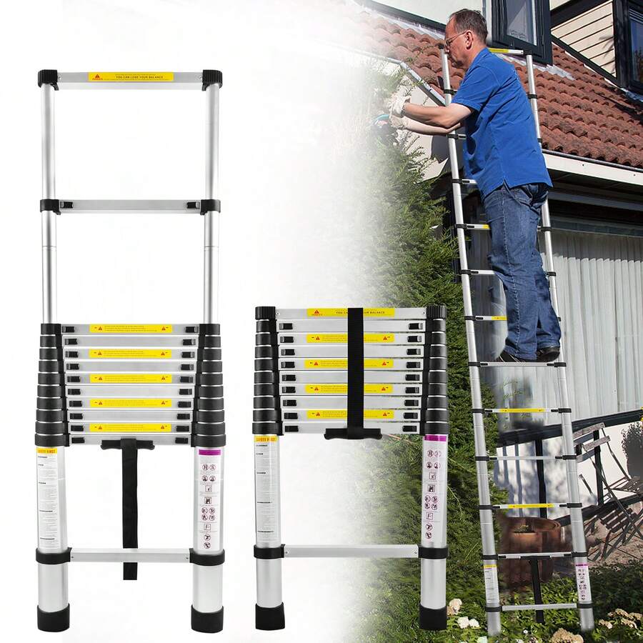Aluminum Telescopic Ladder, Folding Ladder, Double Ladder, Sliding Ladder, Multi-Purpose Ladder, Ladder, Single Ladder, Aluminum Ladder - 3,8m - View 1