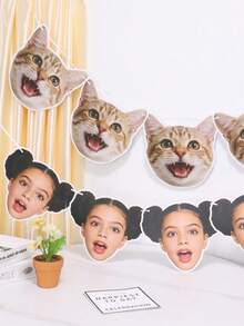 لافتة صور الوجه المخصصة لديكور الحفلات، إكليل رأس مضحك مخصص لاحتفالات عيد الميلاد وأجواء حفلات المنزل، عرض علم الصور المخصص لتجمعات الأصدقاء، لافتة جو الصور القابلة للتخصيص هدية لديكور الحفلات وملحقات الصور - النمط أ - مشاهدة 4