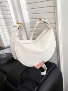 Fashionable New Women's Shoulder Bag, Solid Color Minimalist PU Leather, Suitable For Dates, Shopping, Versatile & Elegant - White - View 6