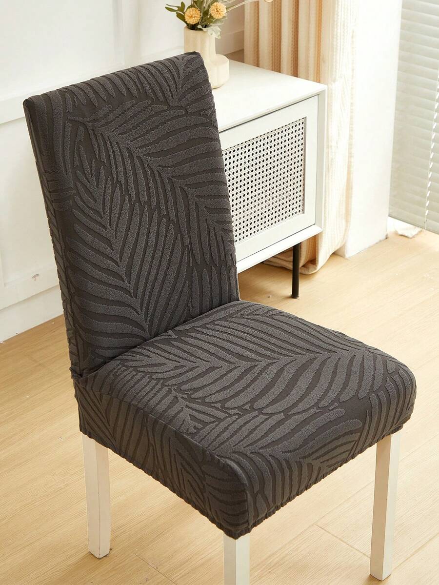 1/4/6pcs Leaf Pattern Stretch Velvet Jacquard Chair Covers, Removable & Washable Seat Covers For Dining Room, Restaurant, Sofa, Stool With Backrest