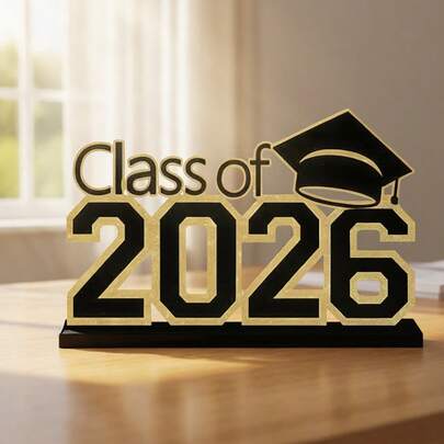 Black And Gold Graduation Decorations For Class Of 2026, Graduation Ceremony Centerpiece, Wooden Desktop Decorative Handicrafts, Tabletop Ornament For Graduation Congratulations, Creative Desktop Decoration