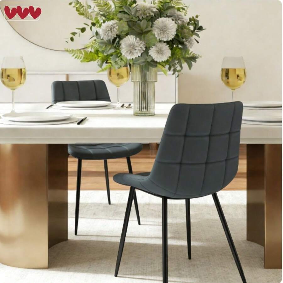 Chaises de salle à manger - Gris foncé - Voir 1