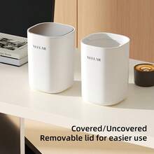 VEELAR 2.5L Stainless Steel Desktop Trash Can, Suitable For Vanity, Desk And Living Room, Flip-Top Design With 20 Trash Bags Included - B - View 3