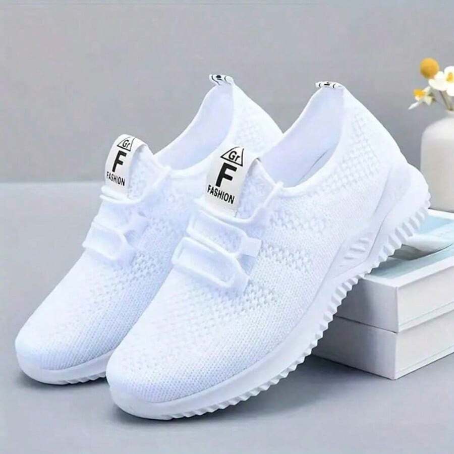 20256New Women's Breathable Mesh Running Shoes - Lightweight Casual Sports Shoes. With Stable Support, Soft Rubber Sole And Solid Color Design, They Are Suitable For Walking, Jogging And Daily Wear. They Are Fashionable And Comfortable Shoes. - 升級加厚白 - 查看 1