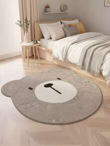 1pc Cute Brown Bear Head Shaped Rug, Asymmetrical Animal Head Decorative Carpet, Bedroom Decor, Small Rug, Carpet, Home Decor, Living Room Rug, Living Room Small Rug, Bedroom Rug, Living Room Home Decor, Outdoor Rug, Washable Rug - Multicolor - View 12