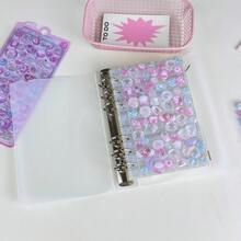 1本A6/A7可移除浮雕水晶3D泡泡贴纸相册，贴纸书，内页可撕，兼容3D贴纸，PP材质内页，透明内页替换装，K-Pop照片卡收纳，DIY贴纸笔记本，计划本，剪贴簿，学校及办公用品 - 彩色 - 查看 5