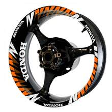 Complete Motorcycle Rim Stickers Decals - Reflective Orange - View 2