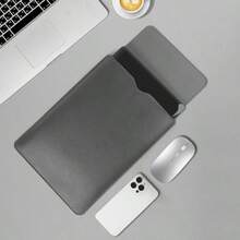 High-Quality Synthetic Leather Laptop Sleeve Set With Stand, Mouse Pad And Accessory Pouch (13-16 Inches) - Dark Grey - View 4