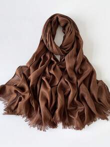 1 Peça - Lenço de Linho, Design Simples de Cor Sólida, Xale Leve Protetor Solar, Sensação Elegante Através da Fronteira Lenço Feminino, Lenço de Chiffon, Lenço Longo, Primavera/Verão para Vestido - Multicolorido - Visão 9