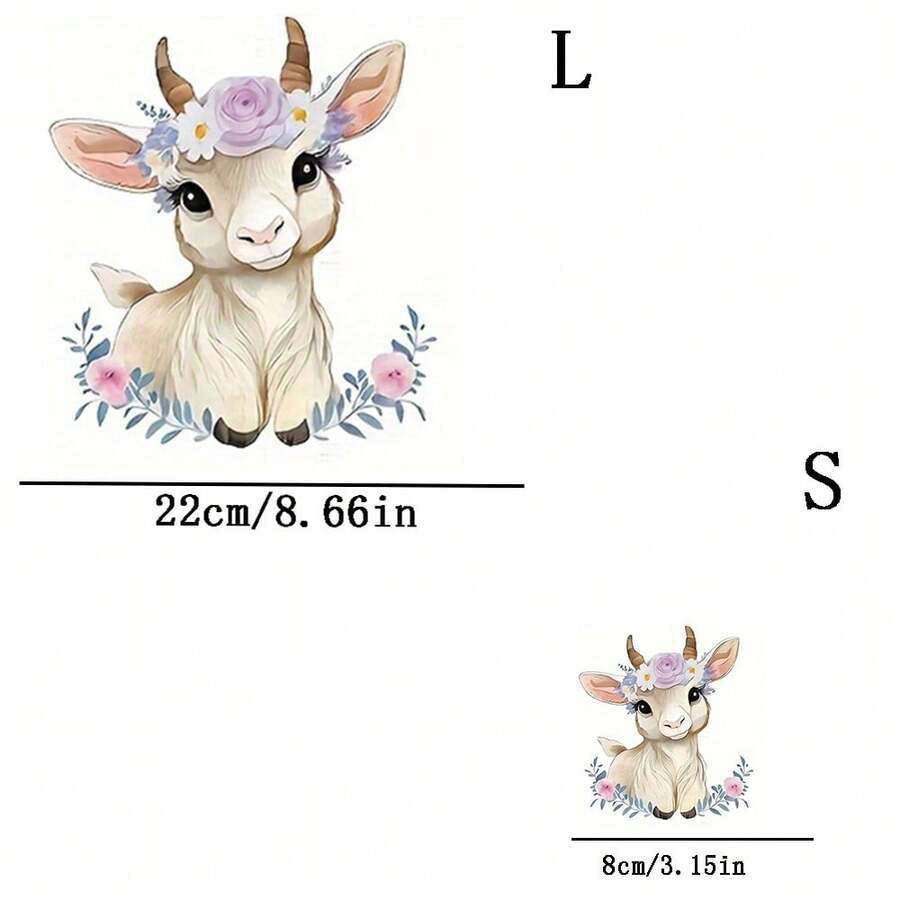 2pcs Sheep Heat Transfer Patches, Suitable For T-Shirts, Jeans, Sweaters, Handbags, Pillows, Cushions, Washable And Ironable - L+S - View 1