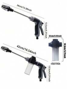 1pc High Pressure Foam Sprayer Gun, Multi-Mode Home Cleaning Spray Nozzle, Adjustable For Watering And Washing - Black - View 3