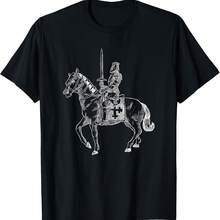 Camiseta de caballero medieval a caballo - Negro 1 - Ver 1