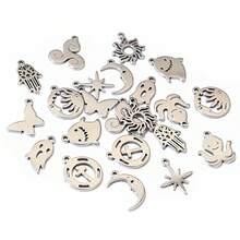 20pcs Stainless Steel Small Charms Ghost Moon Butterfly Star Cute Pendant Charm DIY Jewelry Making Accessories Necklace Bracelet - Steel - View 6