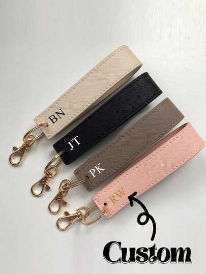 [Personalized]Personalized Faux Leather Keychain Personalized Car Key Case With Zipper Pouch. Features A Custom Name, Durable Faux Leather Construction, And Minimalist Design. Car Hanging Hook, Unique Fashion Accessory,Great For Daily Commute, Him Or Her,Stylish Anti-Lost Accessory Custom Engraved Name Perfect Gift For Women Valentine's Day