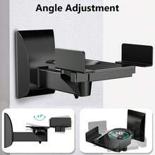 2x Black Wall Mount Universal Stereo Small Speaker Brackets SINGLE Swivel & Tilt - Black - View 10