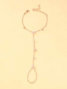 1 Peça Pulseira de Mão com Flor de Cristal Estilo Boêmio para Praia e Férias, Acessório de Joia Feminina, Presente de Festa - Pulseira fascinadora de flores - Visão 9