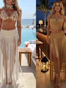 2026 New Women's Fringe Skirt Stylish And Sophisticated Fashion Design Perfect For Beach Outfits Spring/Summer Collection - 白色 - 查看 5