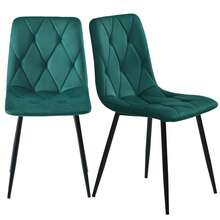 Dining Table And Chair Set (5 Pieces Total), Round Marble Dining Table. Gold Metal Table Legs + 4 Optional Multicoloured Velvet Chairs. - Green - View 6