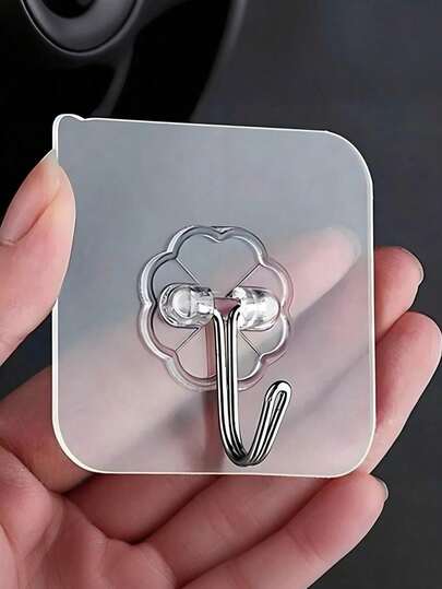 50pcs Heavy-Duty Adhesive Hooks - Waterproof, Traceless Wall Mount For Bathroom & Toilet Storage