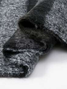 1条女士加厚格子围巾，大号蓬松流苏披肩，适合学生、家居装饰或秋冬季户外保暖 - 黑色 - 查看 7