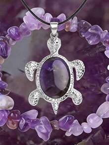 1/2 件紫水晶宝石首饰套装 - 奢华项链、六角形紫水晶项链和活力手链套装、原始水晶手工制作的珠子 - 男女皆宜的精神瑜伽服饰、精美的疗愈水晶礼物 - 彩色 - 查看 7