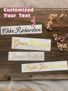 1-8pcs Customizable Name Labels/Stickers, Personalized Stickers, Name Tags, Date Stickers, DIY Gifts, Handwritten Fonts, Wedding Stickers, Gift Stickers. Customizable Holographic Name Stickers, Suitable For Water Bottles, Holiday Calendars, Etc. - Multicolor - View 3