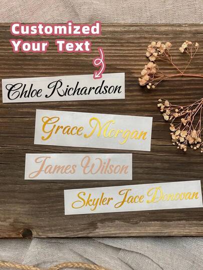 1-8pcs Customizable Name Labels/Stickers, Personalized Stickers, Name Tags, Date Stickers, DIY Gifts, Handwritten Fonts, Wedding Stickers, Gift Stickers. Customizable Holographic Name Stickers, Suitable For Water Bottles, Holiday Calendars, Etc.