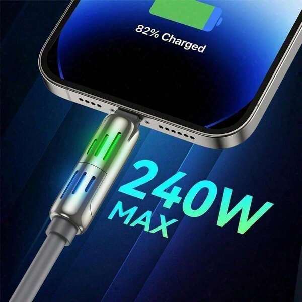 240W Fast Charging Cable 2 Pack, 480Mbps Data Transfer Durable Silicone, Type C/Lightning Dual Port For IPhone 17-12 Android Multi-Device