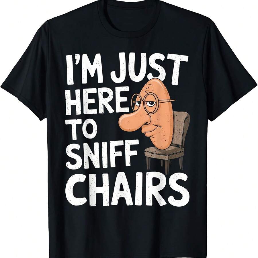 Camiseta divertida, vergonzosa, inapropiada, solo aquí para oler la silla - Negro 5 - Ver 1