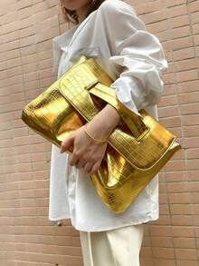 Dedoo 1 Chiếc Túi Đeo Chéo Nữ Phong Cách Cổ Điển Họa Tiết Da Cá Sấu. Phong cách thời trang thành thị. Giản dị và thoải mái. Thanh lịch và đa năng. Có thể dùng xách tay, kẹp dưới cánh tay hoặc đeo chéo người. Thích hợp cho đi làm, đựng máy tính xách tay, mua sắm, du lịch, làm quà tặng ngày Valentine, tặng mẹ, v.v. - Vàng - Xem 5