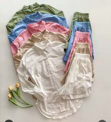 Linen Chamise Set With Shorts And Lining, 2 Pieces. - 藍色 - 查看 1