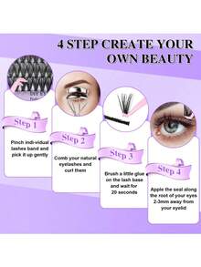 D型卷翘280/320片Wendy Lashes簇状假睫毛大托盘10/20/30/40/50/60/80/10D+20D/30D+40D/50D+60D/60D+80D混合装D型簇状假睫毛柔软假睫毛延长混合托盘仿貂毛假睫毛套装 - 黑色 - 查看 7