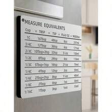 1pc Measurement Conversion Chart Refrigerator Magnet, Baking Measuring Cups Scale Plate Accessories Professional Kitchen Measurement Conversion Chart For Cups Best Gifts Birthday Graduation - Silver - View 1