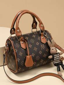 Fashionable New Design Elegant Handbag, High-Quality Minimalist Retro Rabbit Decor Shoulder Crossbody Tote Bag - Coffee - View 3