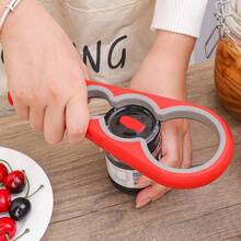 4-In-1 Jar Opener For Bottle And Lid Removal Non Slip Grip Kitchen Tool For Long Nails, Beautiful Women, Easy To Grip Bottle Opener Handle, Comfortable And Durable Plastic Kitchen Tool, Easy To Open Lid Design. - Red-b - View 5