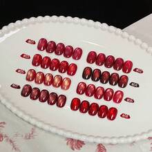 MIANEL 10ML 2026 新款冬季情人节美甲热销美白红色拉菲草猫眼凝胶指甲油红色系列猫眼磁性凝胶指甲油亮泽红色沙龙级指甲胶美甲用品 - 彩色 - 查看 4