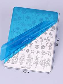 1件装花叶美甲印花板 春夏Y2K蒲公英百合图案钢板美甲模板 DIY印花美甲工具配件 - 銀色 - 查看 12