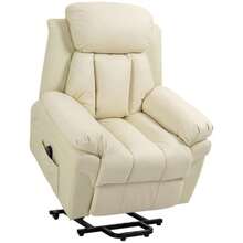 Electric Reclining Armchair With Lift Assist And Remote Control, In Cream Faux Leather, 93 X 96 X 105 Cm - Apricot - View 9
