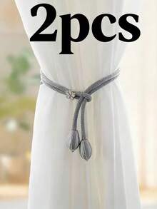 1件/2件装橄榄绿窗帘绑带，多种颜色可选，适用于窗帘固定和装饰，生日和毕业礼物 - 米色 - 查看 21