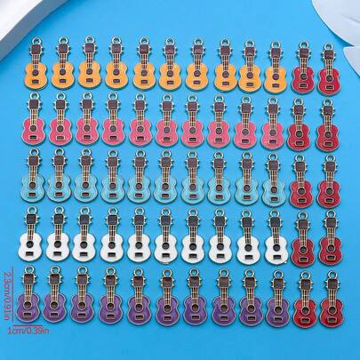 5pcs DIY Music Lovers Bracelet Charms, Mini Enamel Guitar Charms Set For Bracelets, Necklaces, Earrings, Keychains, Gift Accessories